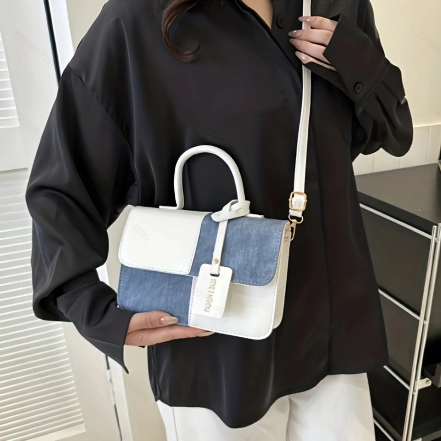 Sac “Mirella” - Sac à main colorblock en cuir vegan avec anse carrée Neyvora