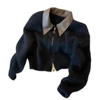 Pull “Soraya” - Cardigan zippé en maille douce à col cuir vintage Neyvora