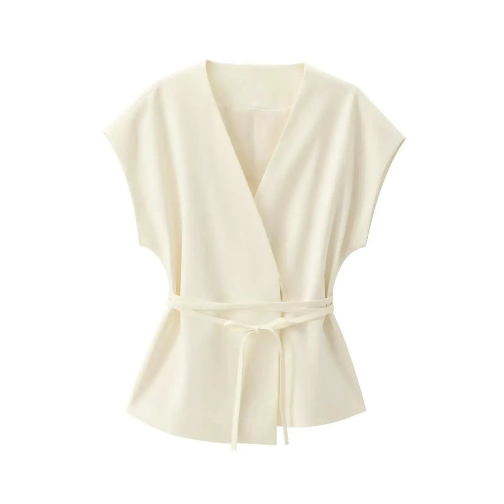 Ensemble “Aveline” - Tailleur pantalon sans manches avec ceinture Neyvora