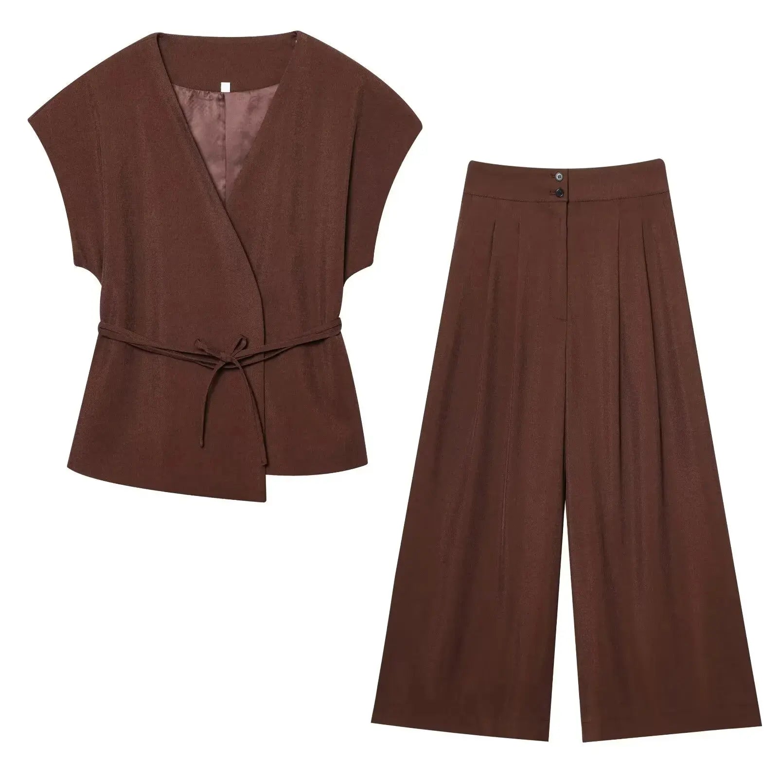 Ensemble “Aveline” - Tailleur pantalon sans manches avec ceinture Neyvora