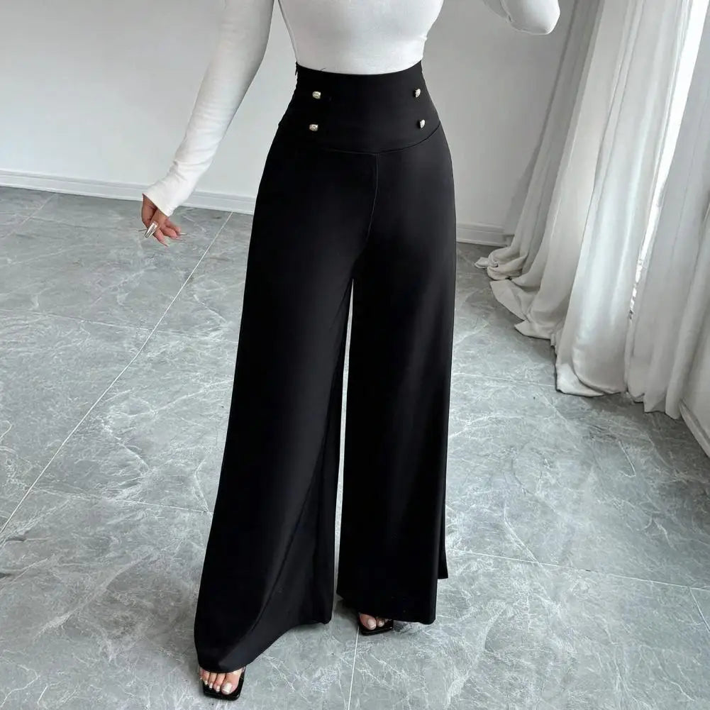 Pantalon “Liora” - Taille haute fluide avec poches, coupe large élégante Neyvora